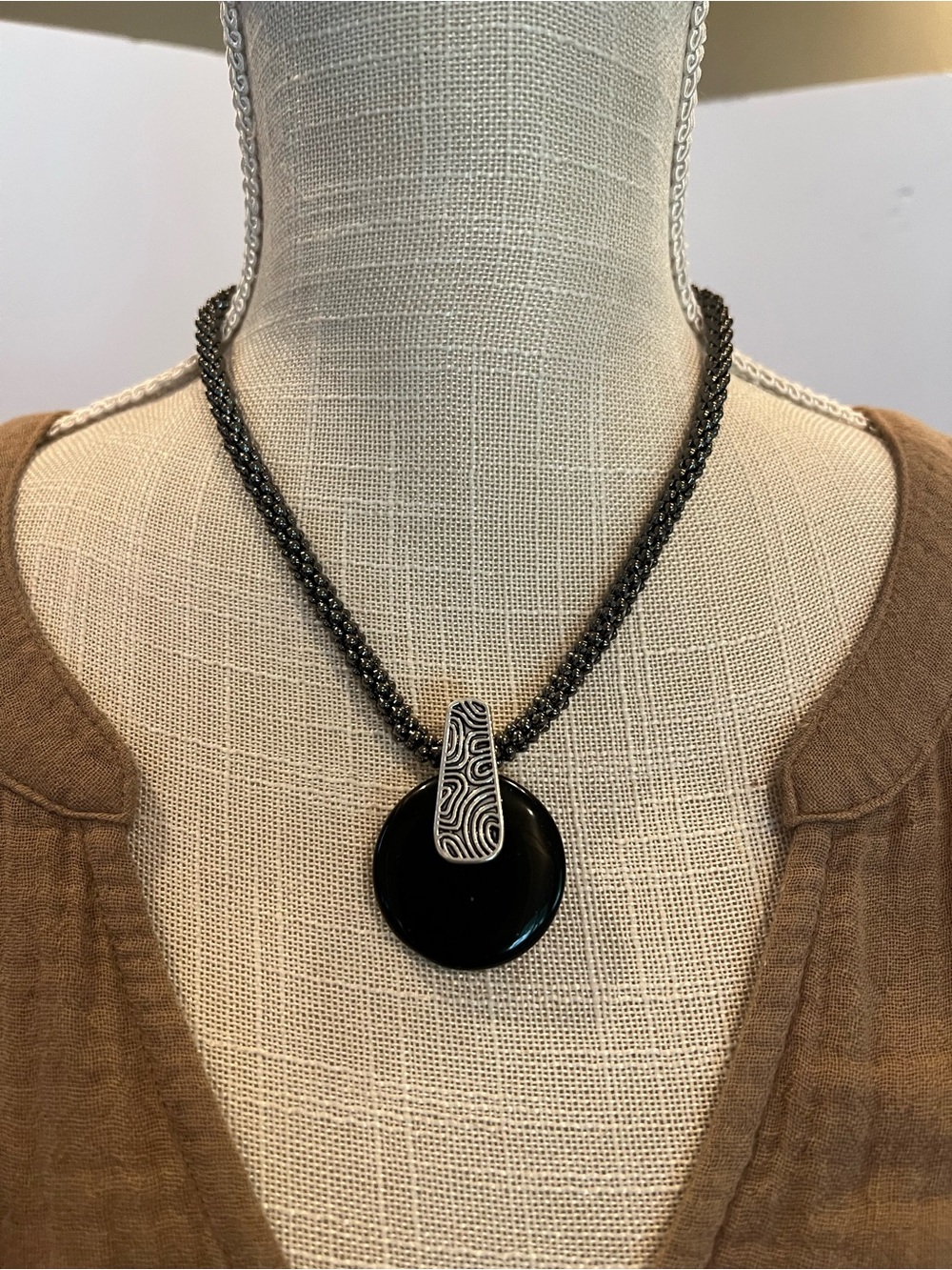 Black Chalcedony Pendant Necklace